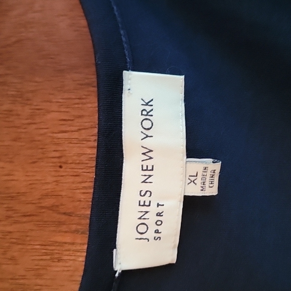 Jones New York Sport Navy-White hi low ruffled hem sz XL BEACH TO BRUNCH - Picture 3 of 4